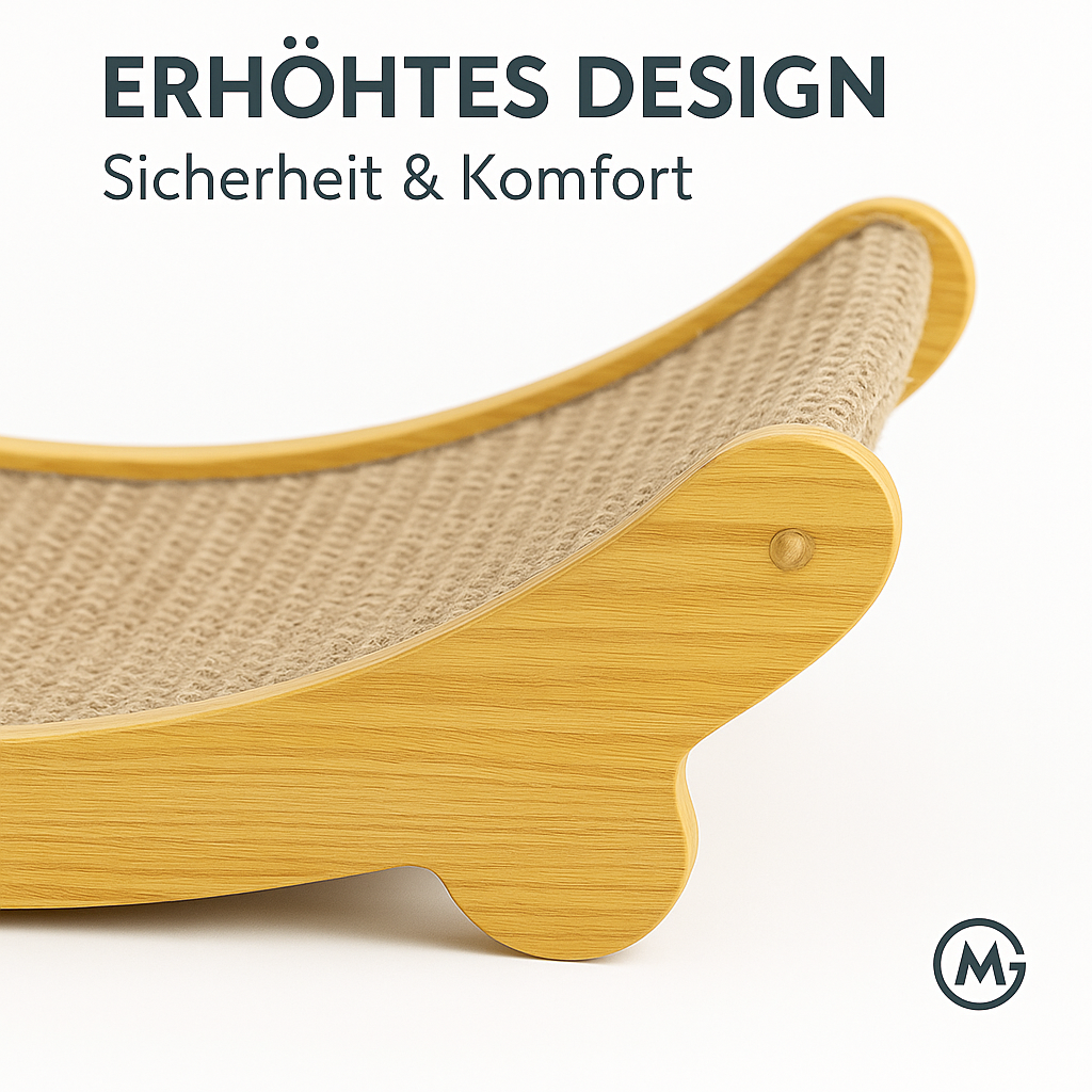 Holz Kratzbrett Katzenbett 2in1 robust mit Kratzmatte DE.