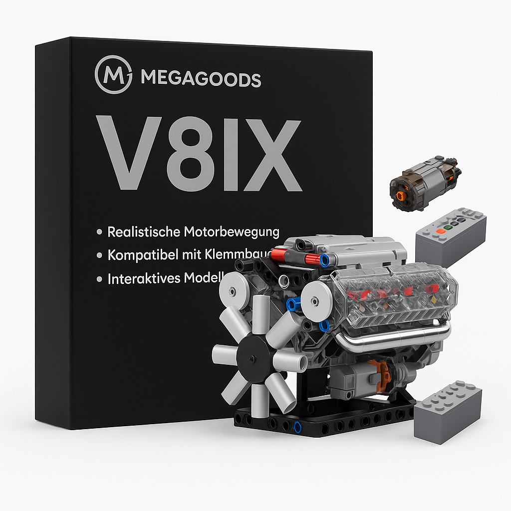 Motorisierter V8 Motor Bausatz Modellbausteine DIY Puzzle Geschenk DE.