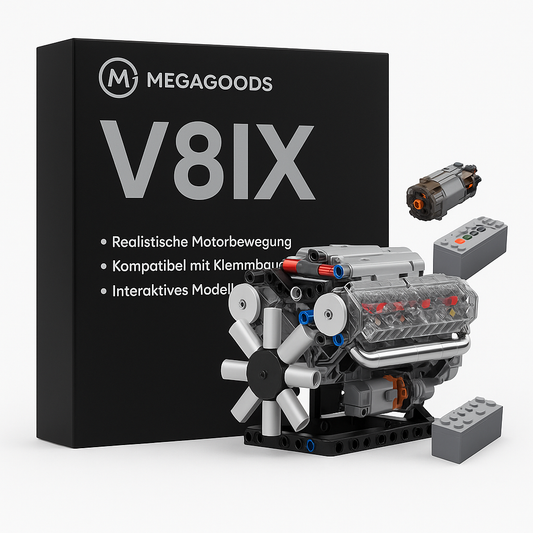 Motorisierter V8 Motor Bausatz Modellbausteine DIY Puzzle Geschenk DE.