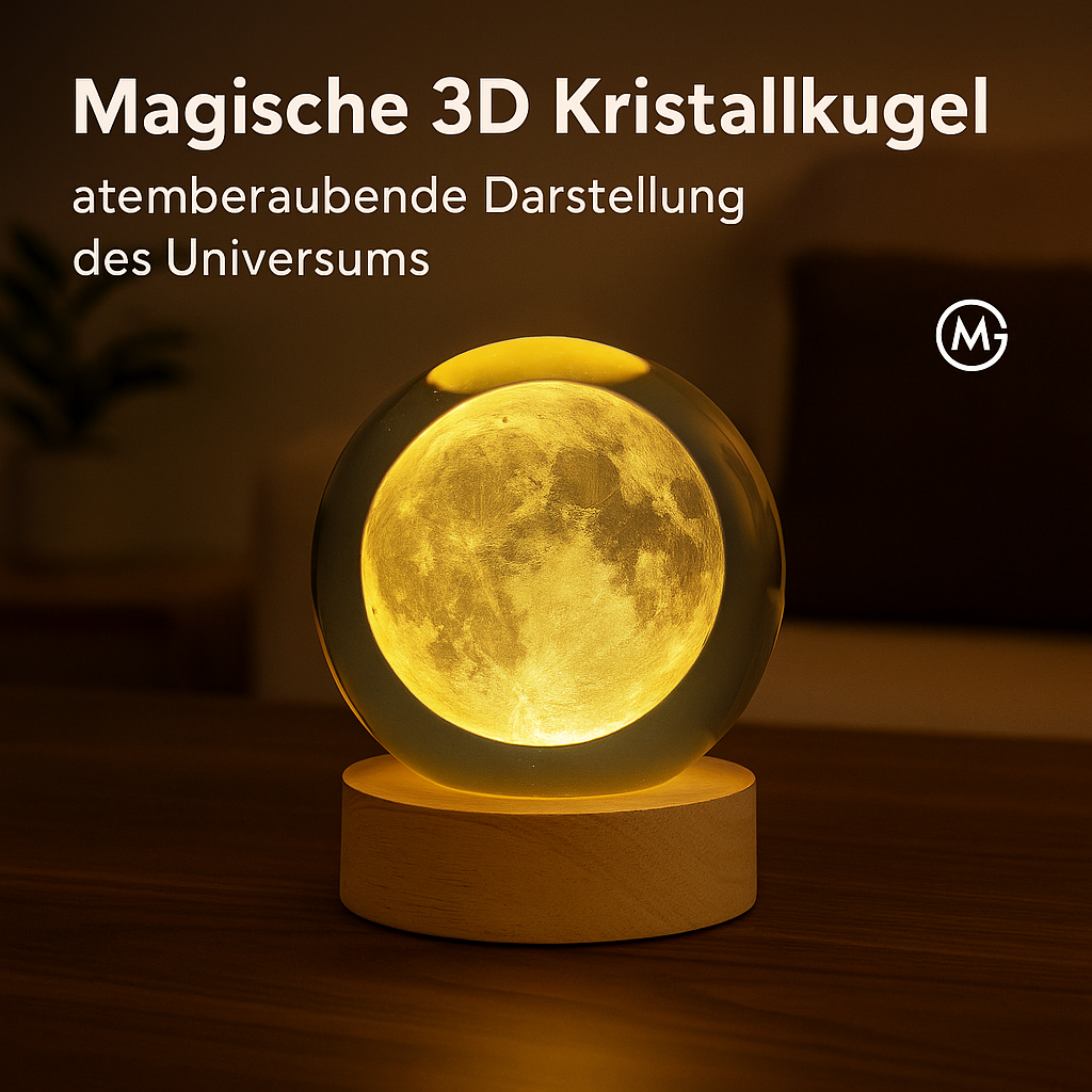 3D Kristall Lampe mit Galaxie-Projektion USB Nachtlicht Deko DE.