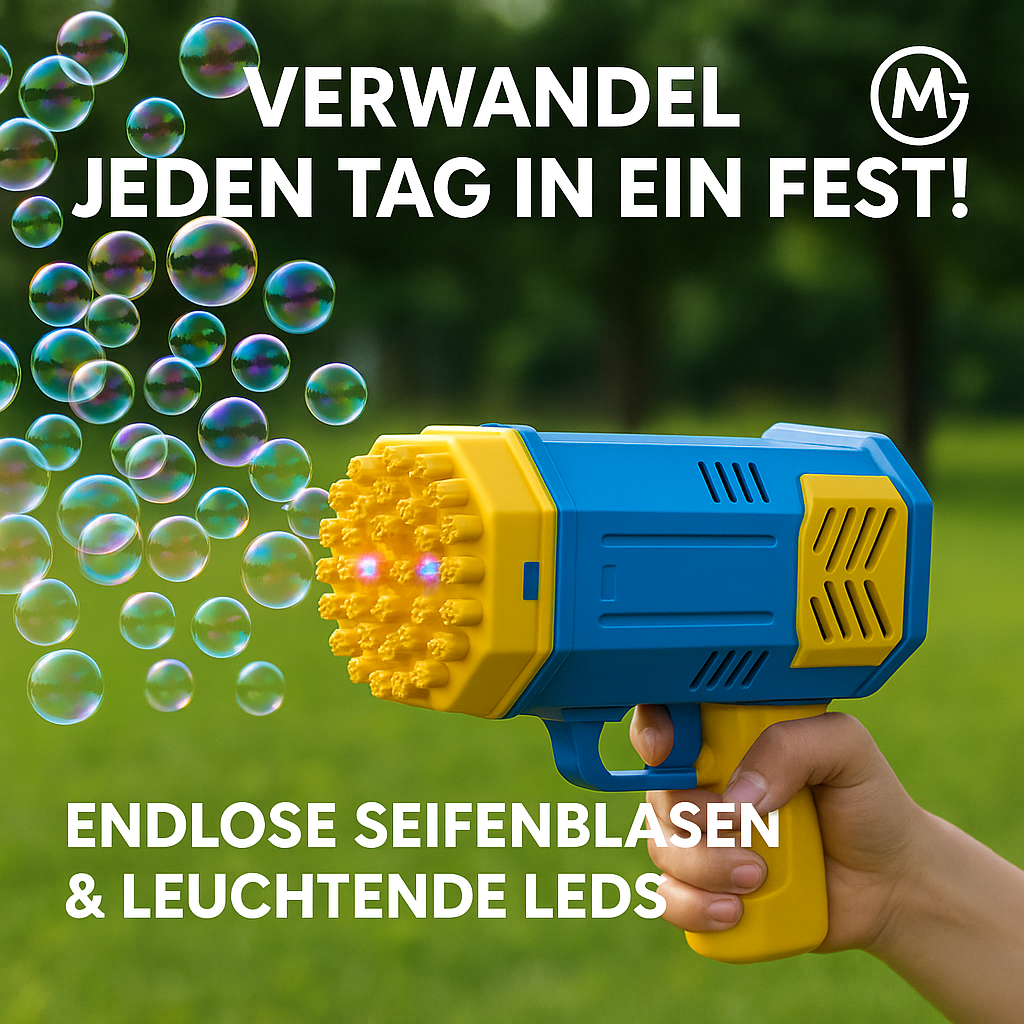 Elektrische Seifenblasenpistole 40 Düsen Partyspielzeug ohne Flüssigkeit DE.
