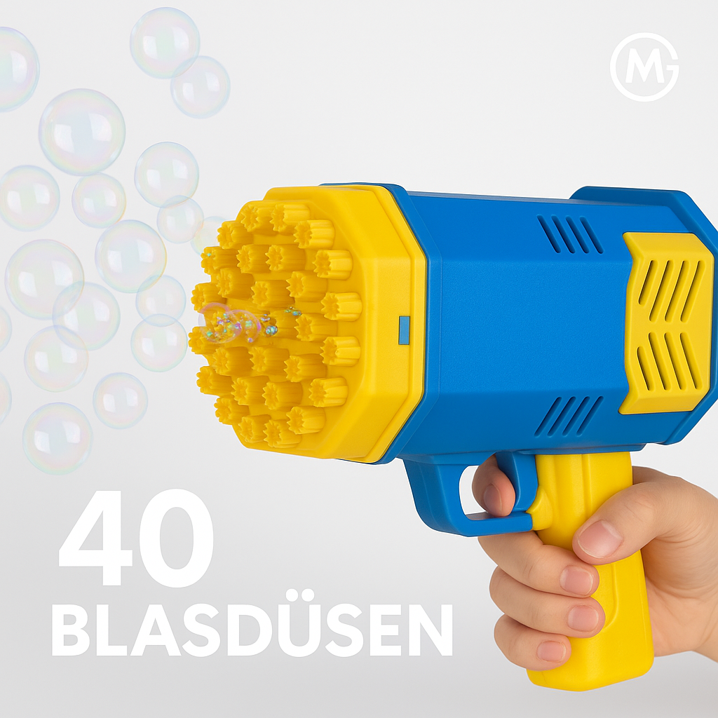 Elektrische Seifenblasenpistole 40 Düsen Partyspielzeug ohne Flüssigkeit DE.