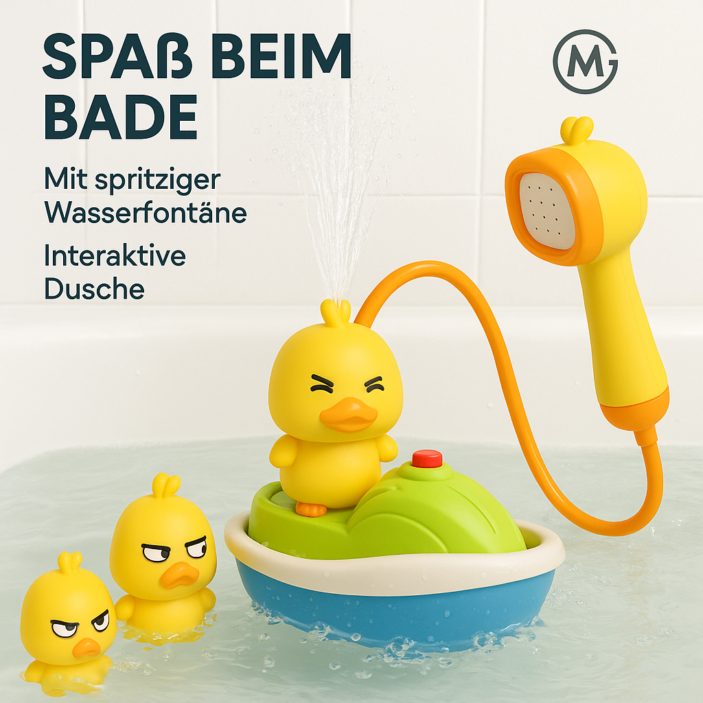 Elektrisches Enten-Badespielzeug mit Wasserfontäne für Kinder DE.