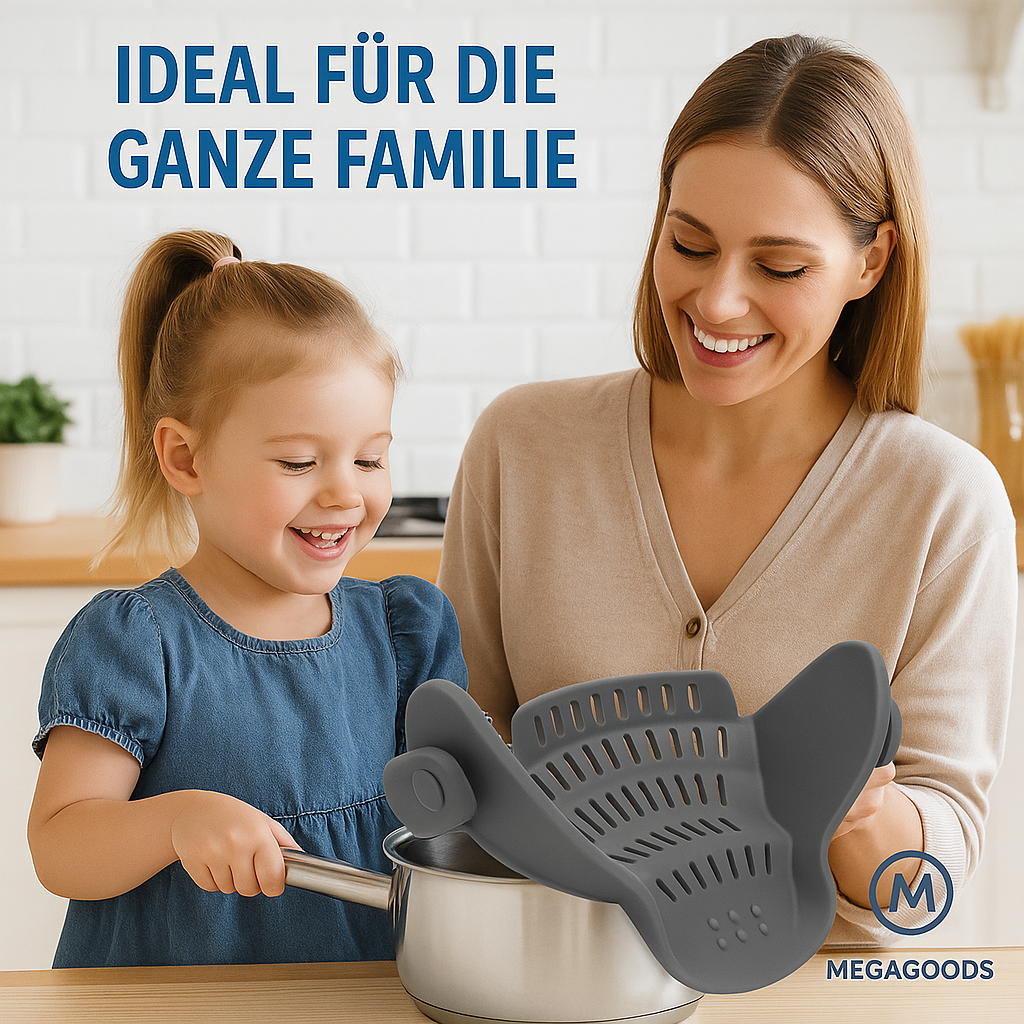 Topf-Sieb zum Anklemmen, flexibel für Töpfe und Schüsseln DE.