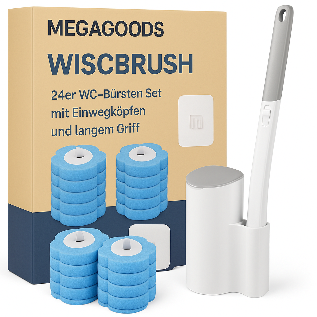 24er WC-Bürsten Set mit Einwegköpfen und langem Griff DE.