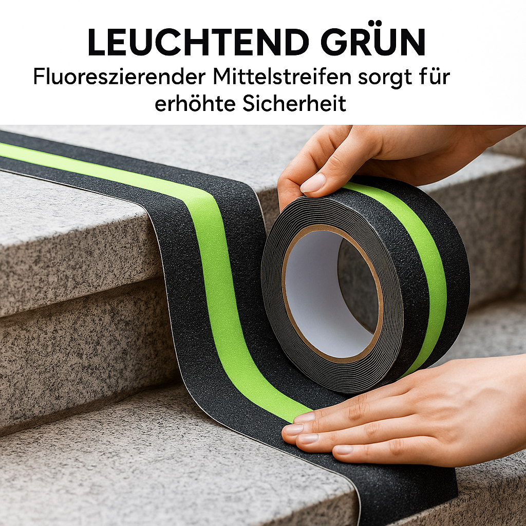 Anti-Rutschband 5 cm x 5 m leuchtend grün für Treppen innen außen DE.