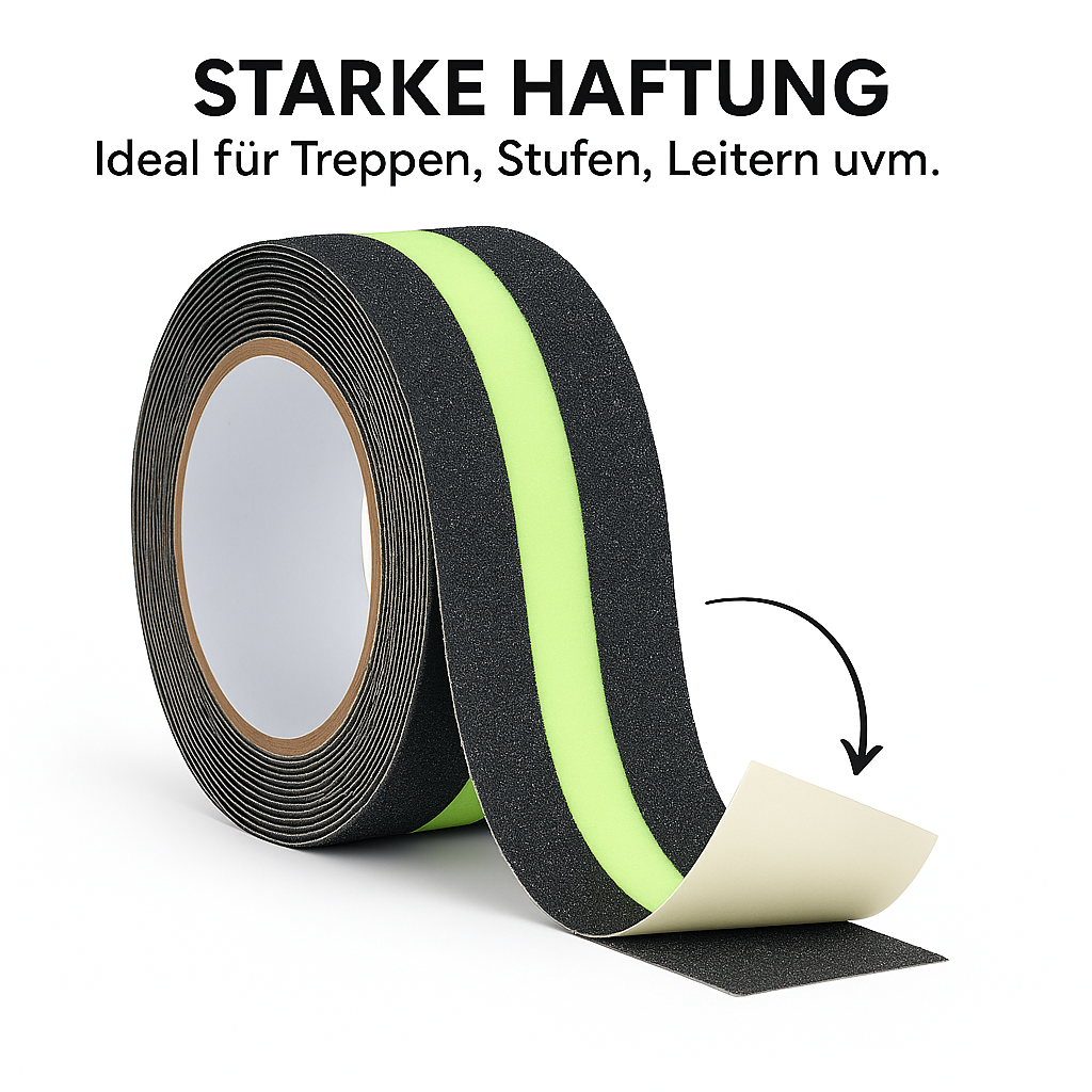 Anti-Rutschband 5 cm x 5 m leuchtend grün für Treppen innen außen DE.