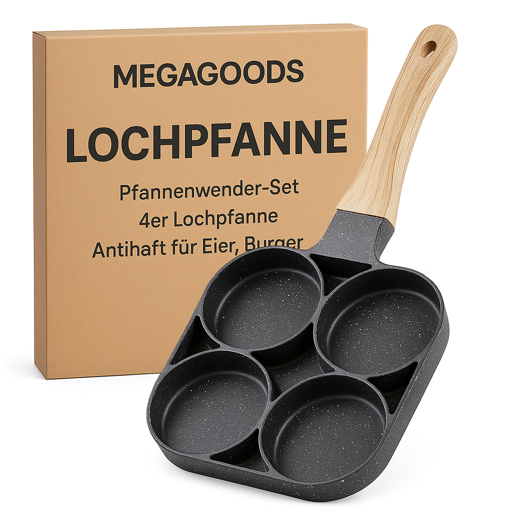 Pfannenwender-Set 4er Lochpfanne Antihaft für Eier Burger DE.