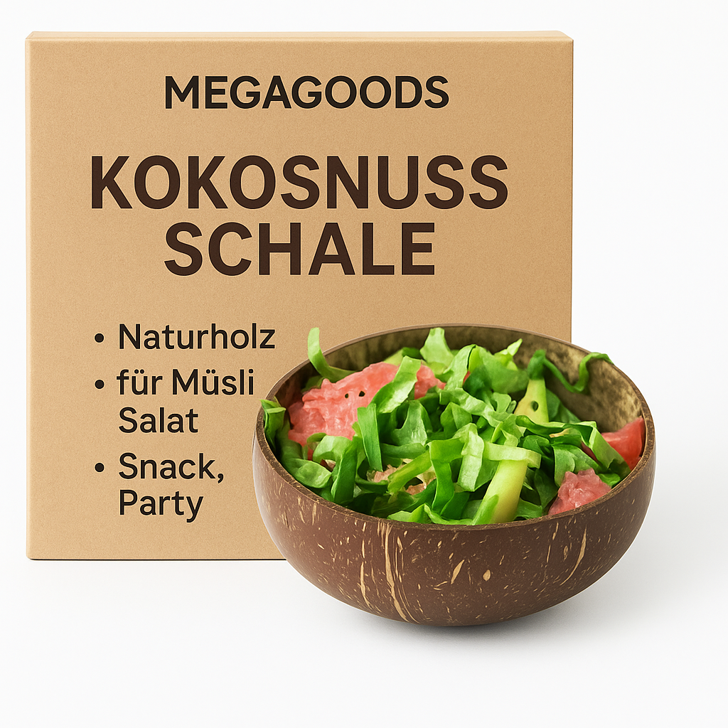 Kokosnuss Schale Naturholz für Müsli Salat Snack Party DE.