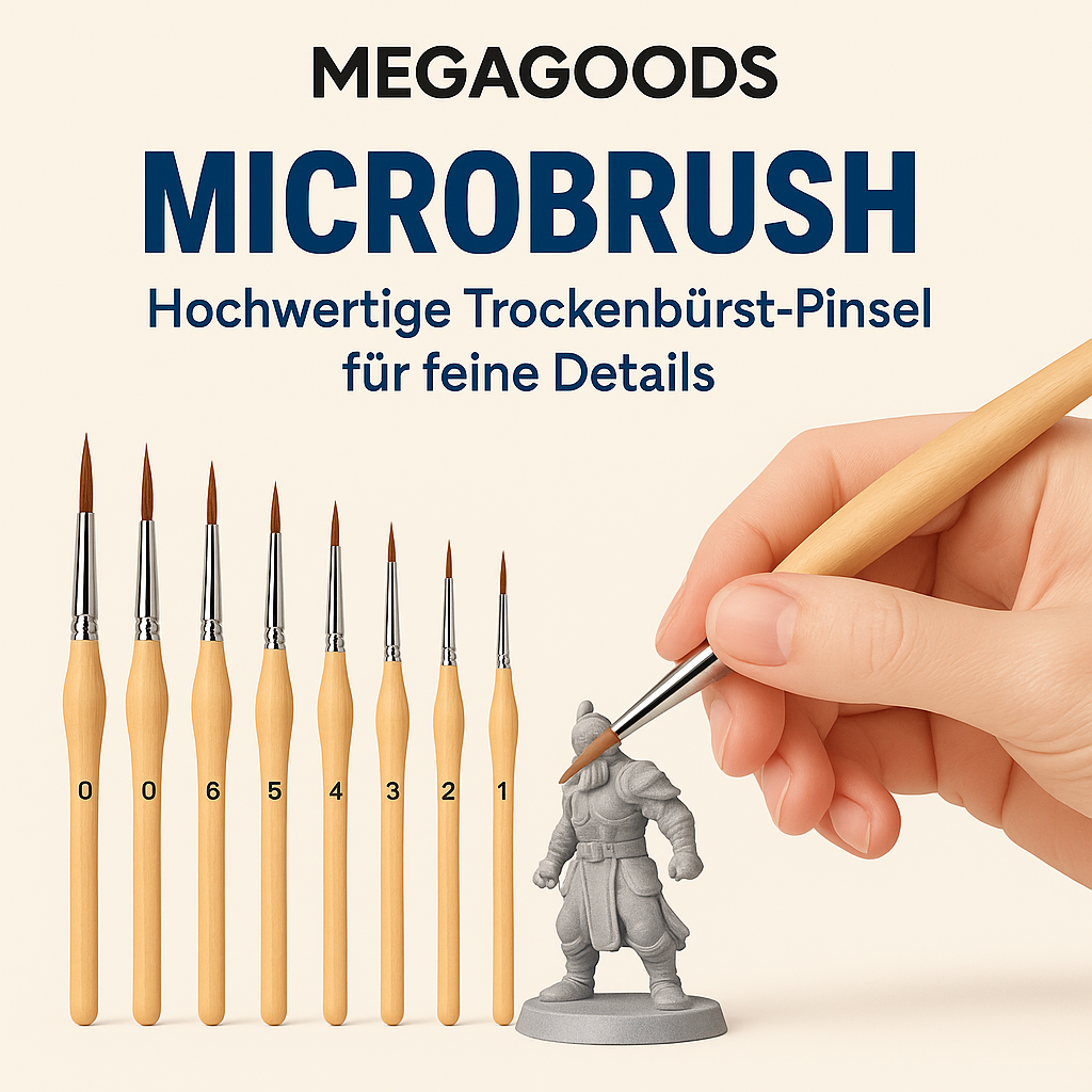 Pinselset Miniaturmalerei 11tlg Premium Ziegenhaar Drybrush Kit DE.