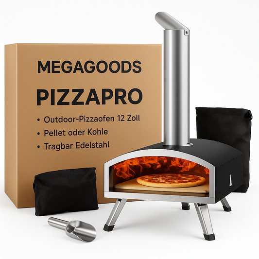 Outdoor Pizzaofen 12 Zoll Pellet Kohle, tragbar Edelstahl DE.