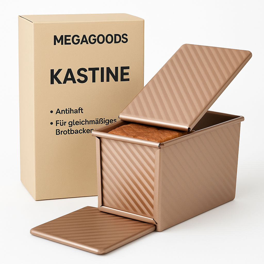 Kastenform mit Deckel antihaft für gleichmäßiges Brotbacken DE.