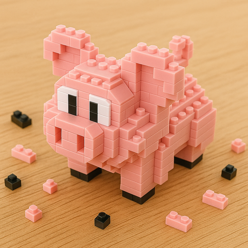 3D Mini-Bausteine Schwein Spielzeug Set Tiermodell Puzzle DE.