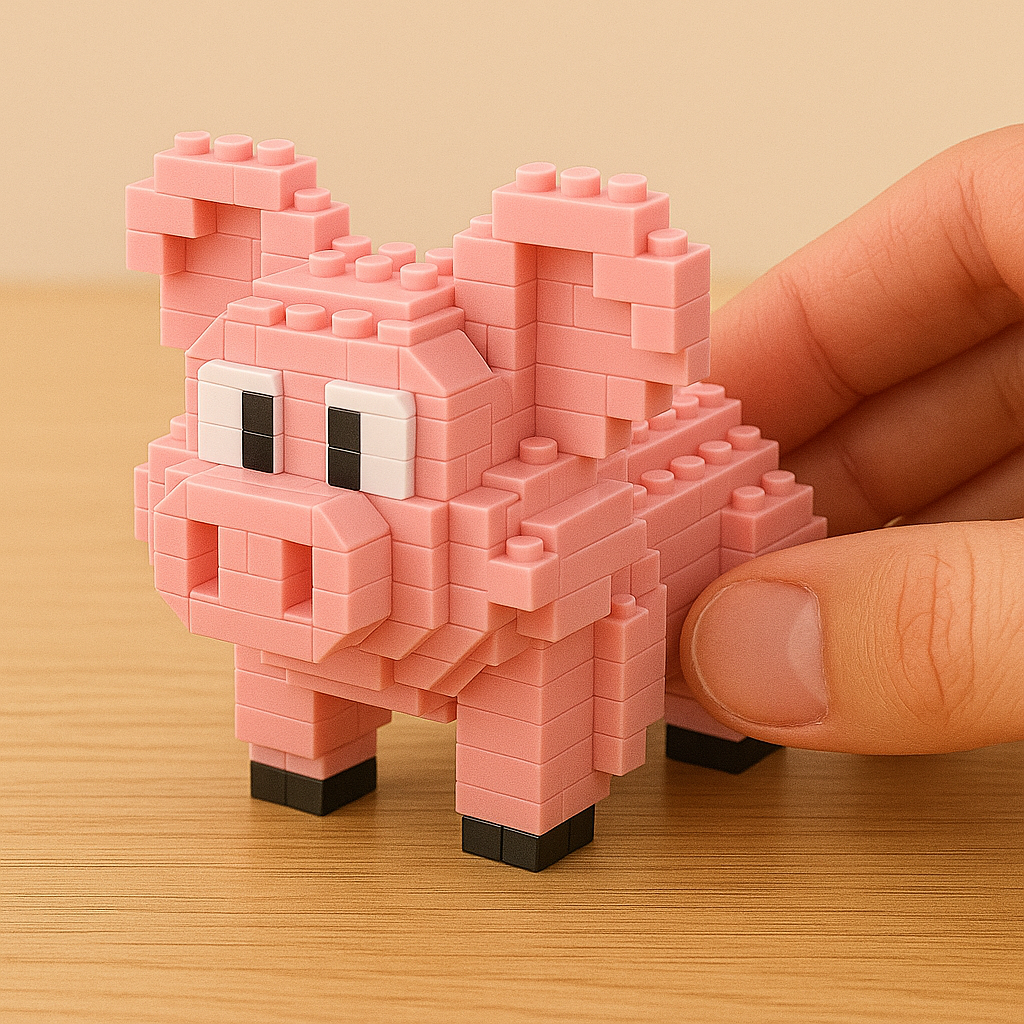 3D Mini-Bausteine Schwein Spielzeug Set Tiermodell Puzzle DE.
