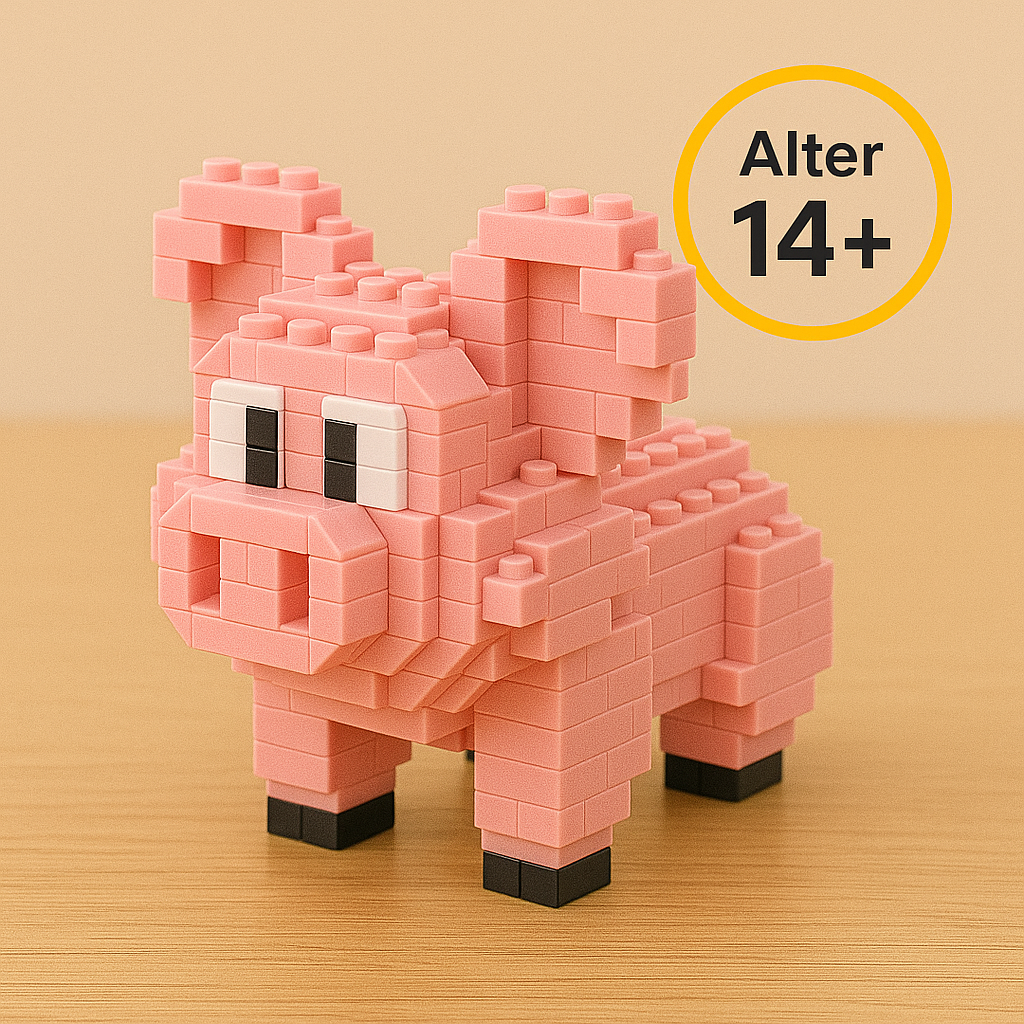 3D Mini-Bausteine Schwein Spielzeug Set Tiermodell Puzzle DE.
