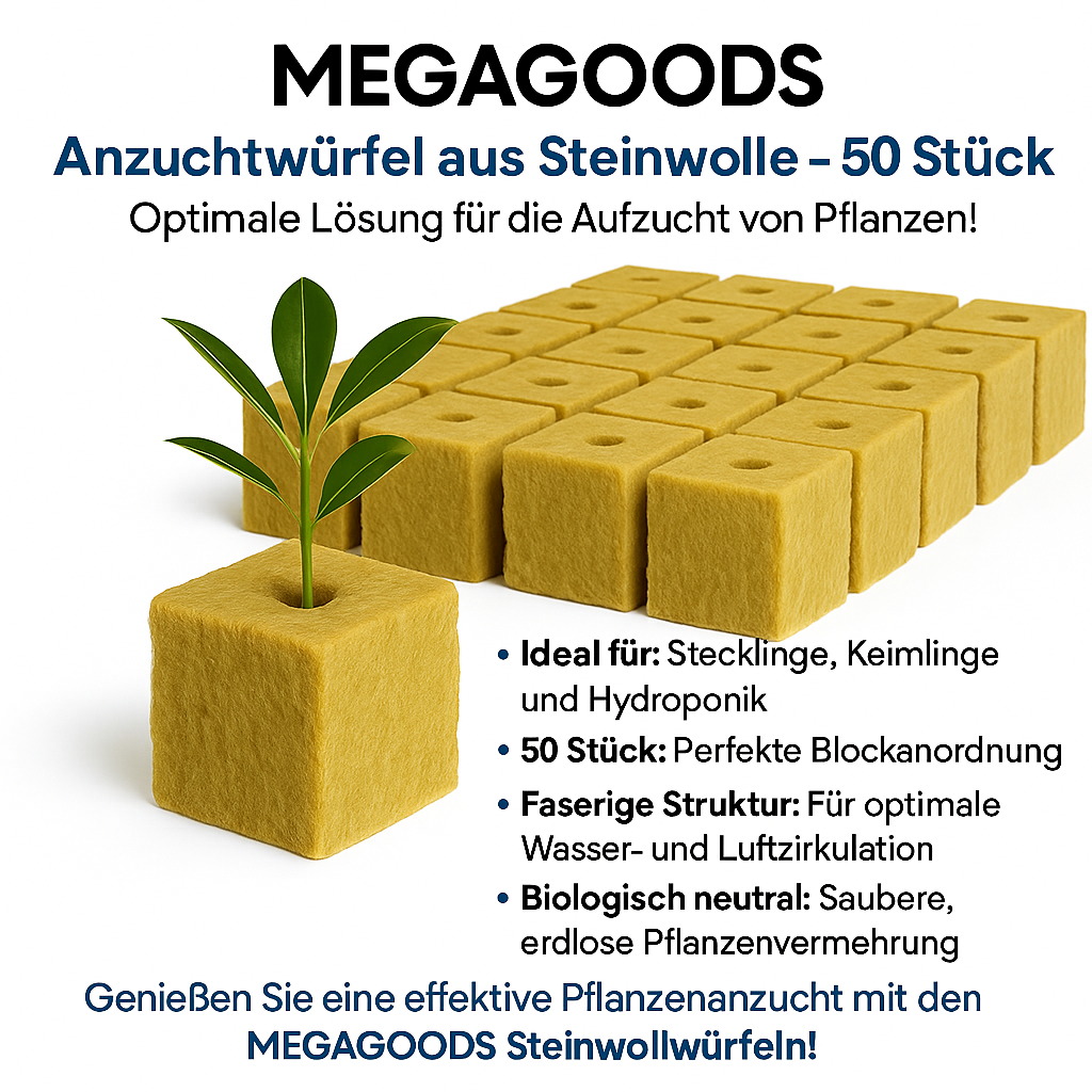 Anzuchtwürfel Steinwolle 50 Stück für Hydrokultur Stecklinge DE.