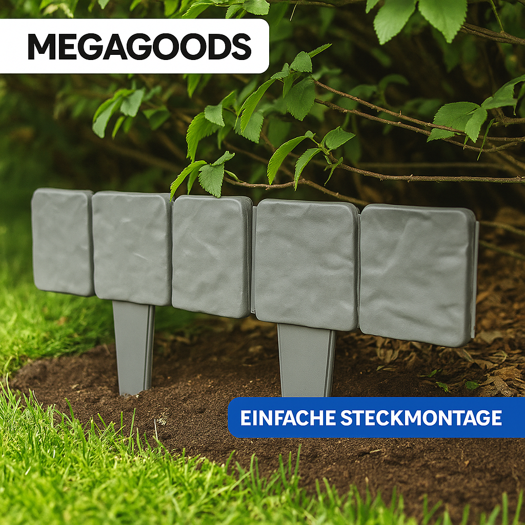 20er Set Rasenkante Kunststoff Steinoptik Beetbegrenzung Garten DE.