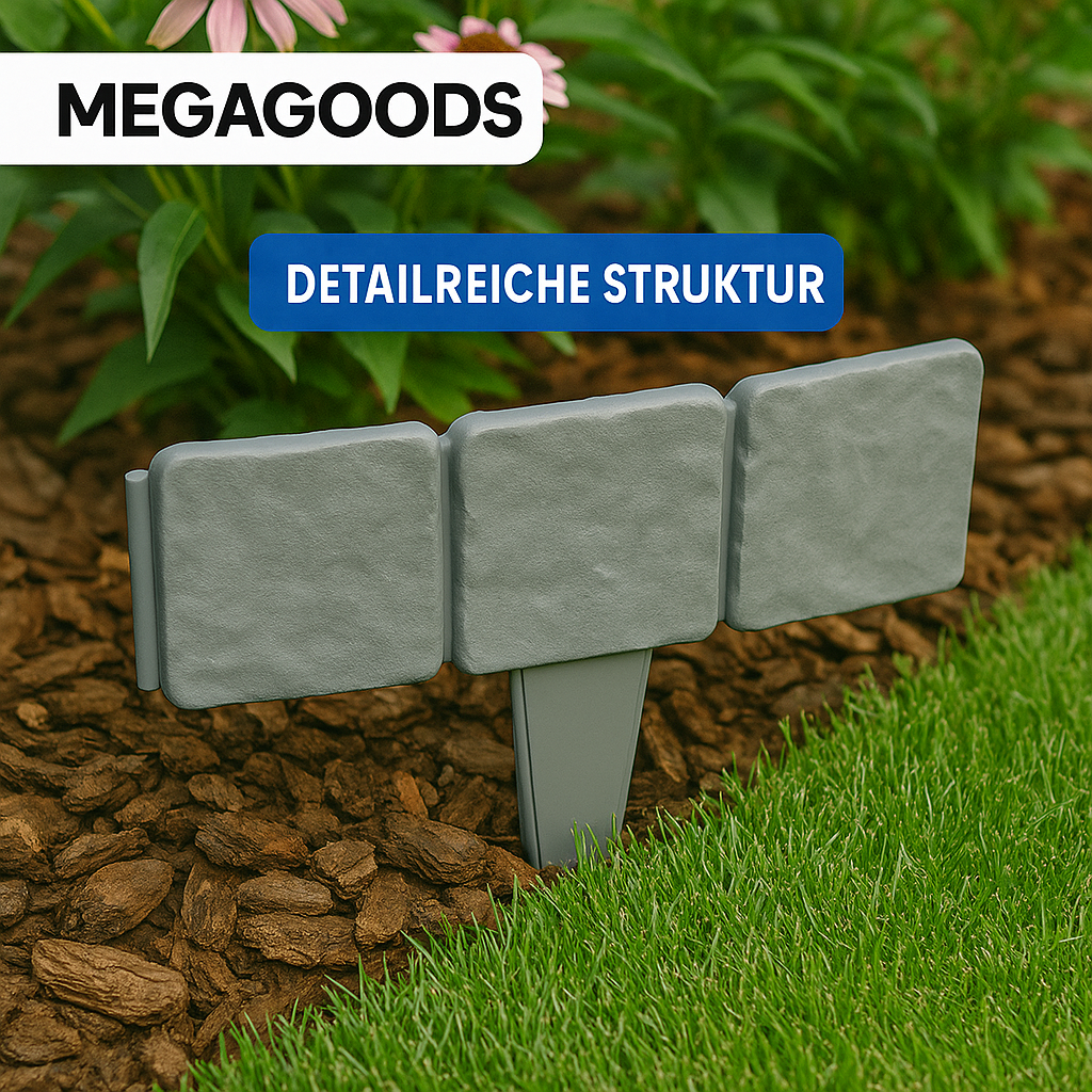 20er Set Rasenkante Kunststoff Steinoptik Beetbegrenzung Garten DE.