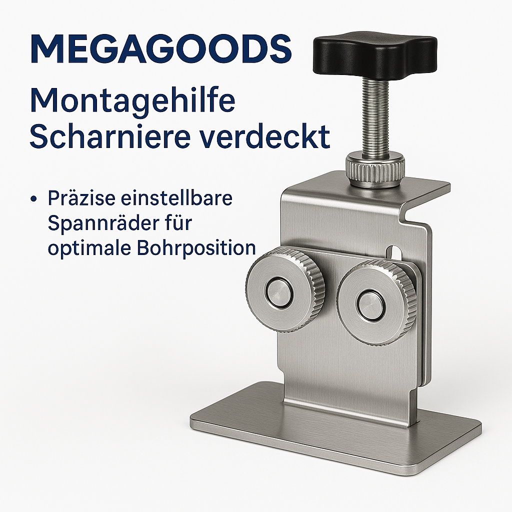 Montagehilfe Schranktür Edelstahl für verdeckte Scharniere DE.