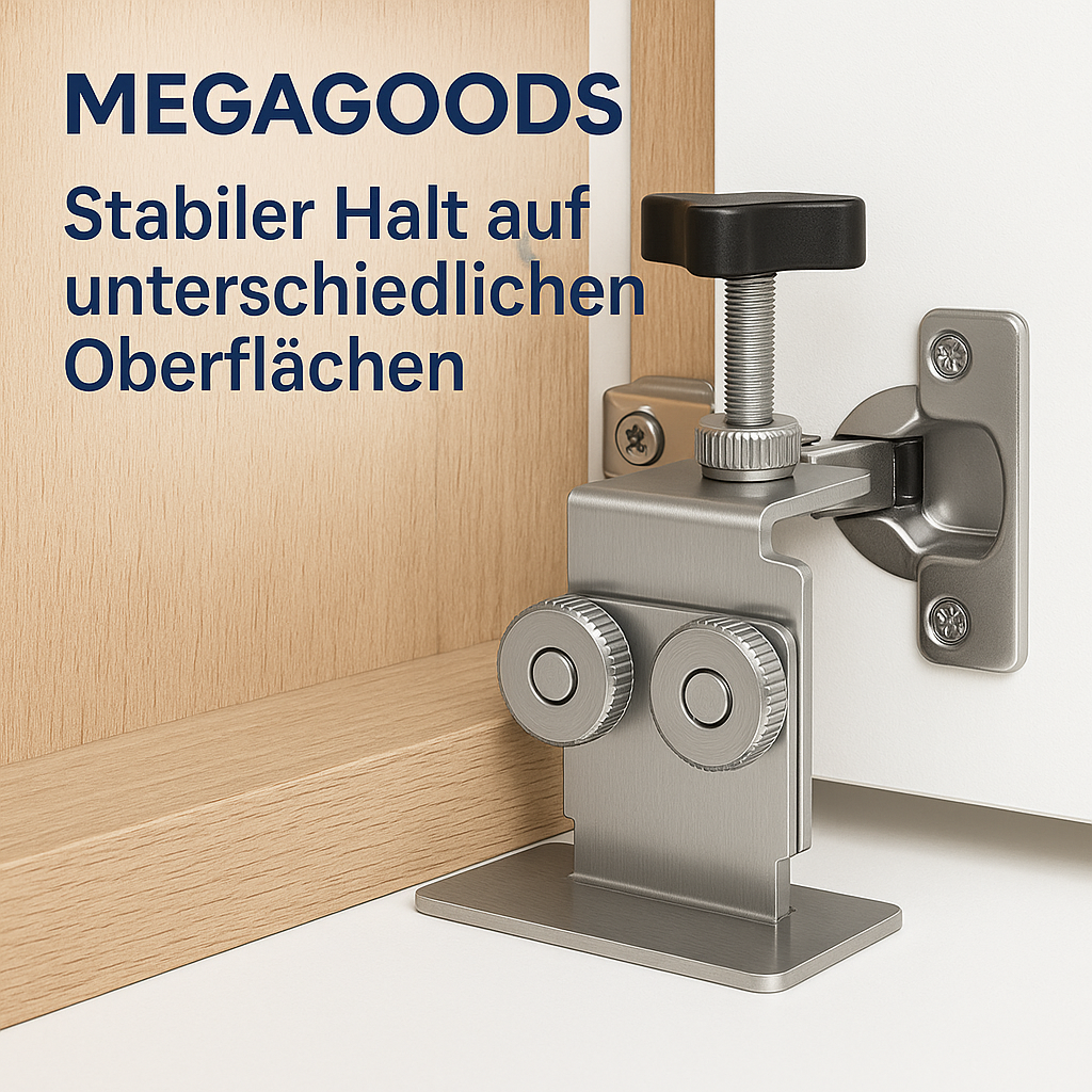 Montagehilfe Schranktür Edelstahl für verdeckte Scharniere DE.