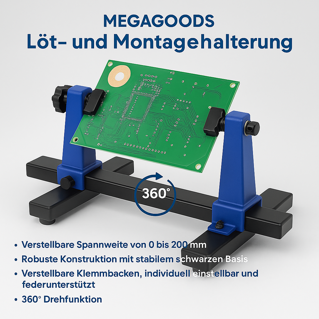 Leiterplattenhalter 0–200 mm drehbar 360° für Lötarbeiten DE.