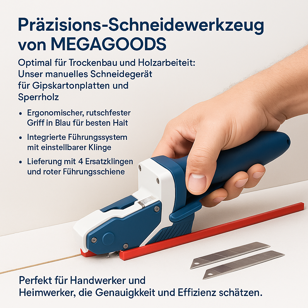 Gipskarton Schneidwerkzeug mit Maßband und Klinge für Trockenbau DE.