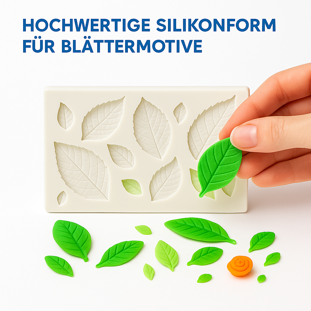 Silikonform Blatt 3D Fondantform für Kuchen Pralinen Deko DE.