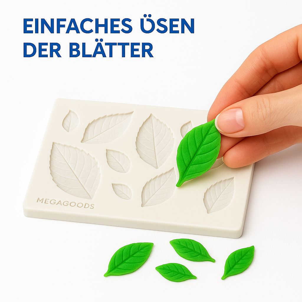 Silikonform Blatt 3D Fondantform für Kuchen Pralinen Deko DE.