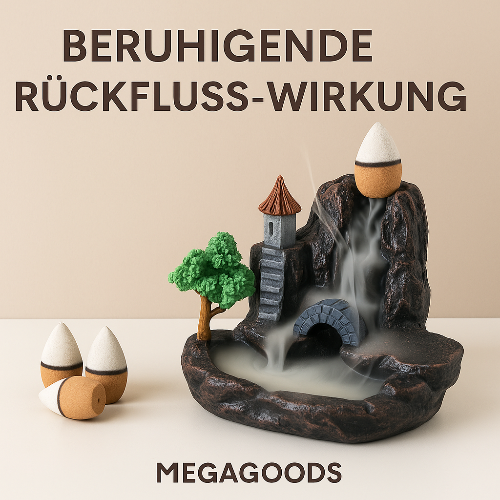 Räuchergefäß Wasserfall Deko mit Rückflusskegel für Aromatherapie DE.