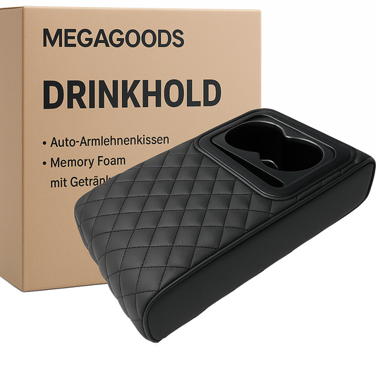 Auto Armlehnenkissen Memory Foam mit Getränkehalter universell DE.