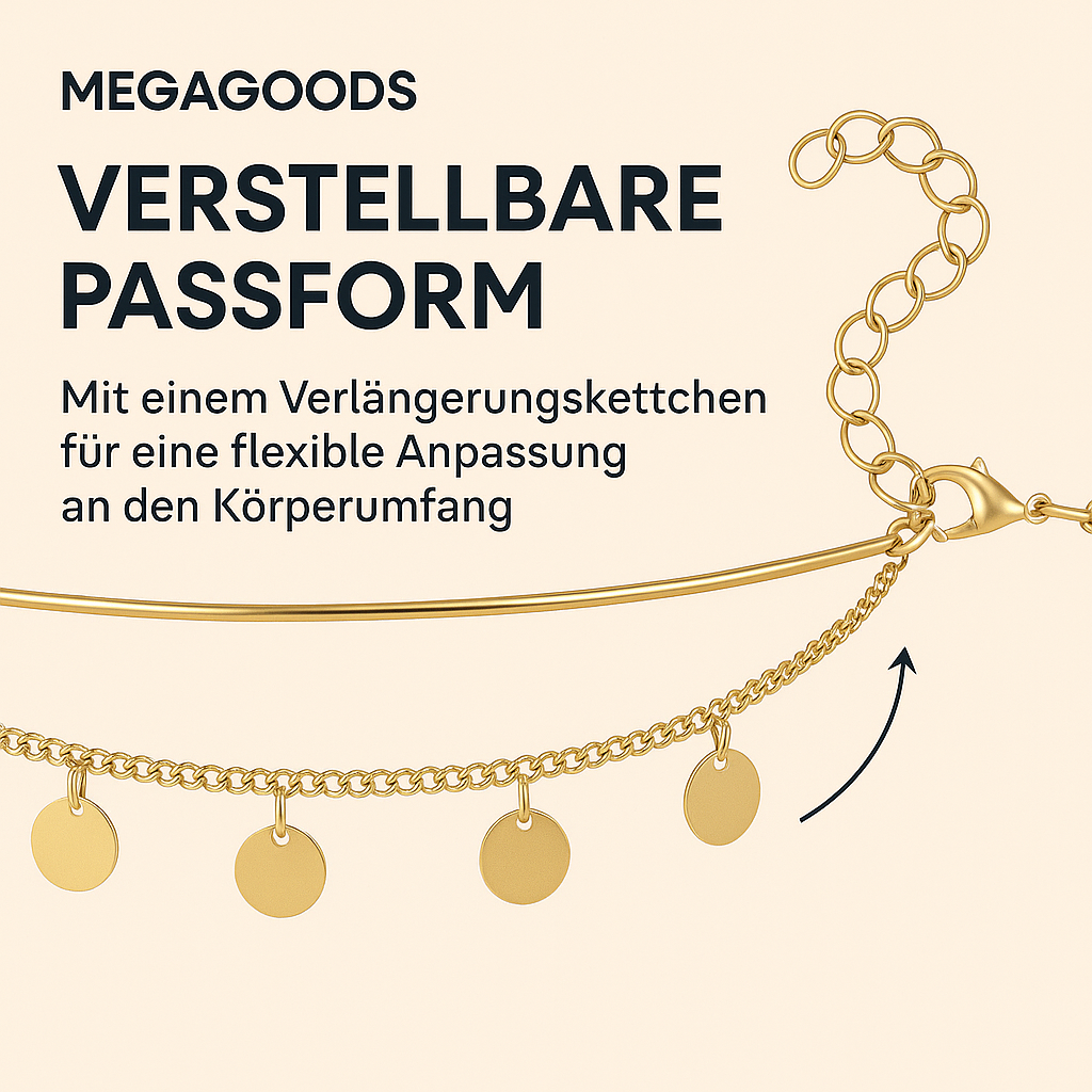 Taillenkette doppellagig Boho mit Quasten Anhänger Gold Sommer DE.