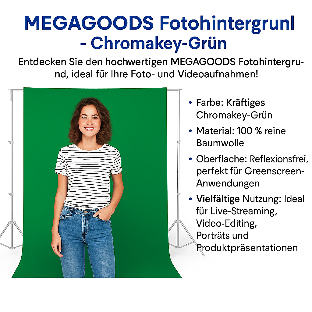Hintergrundstoff Grün aus Baumwolle für Fotostudio Livestream DE.