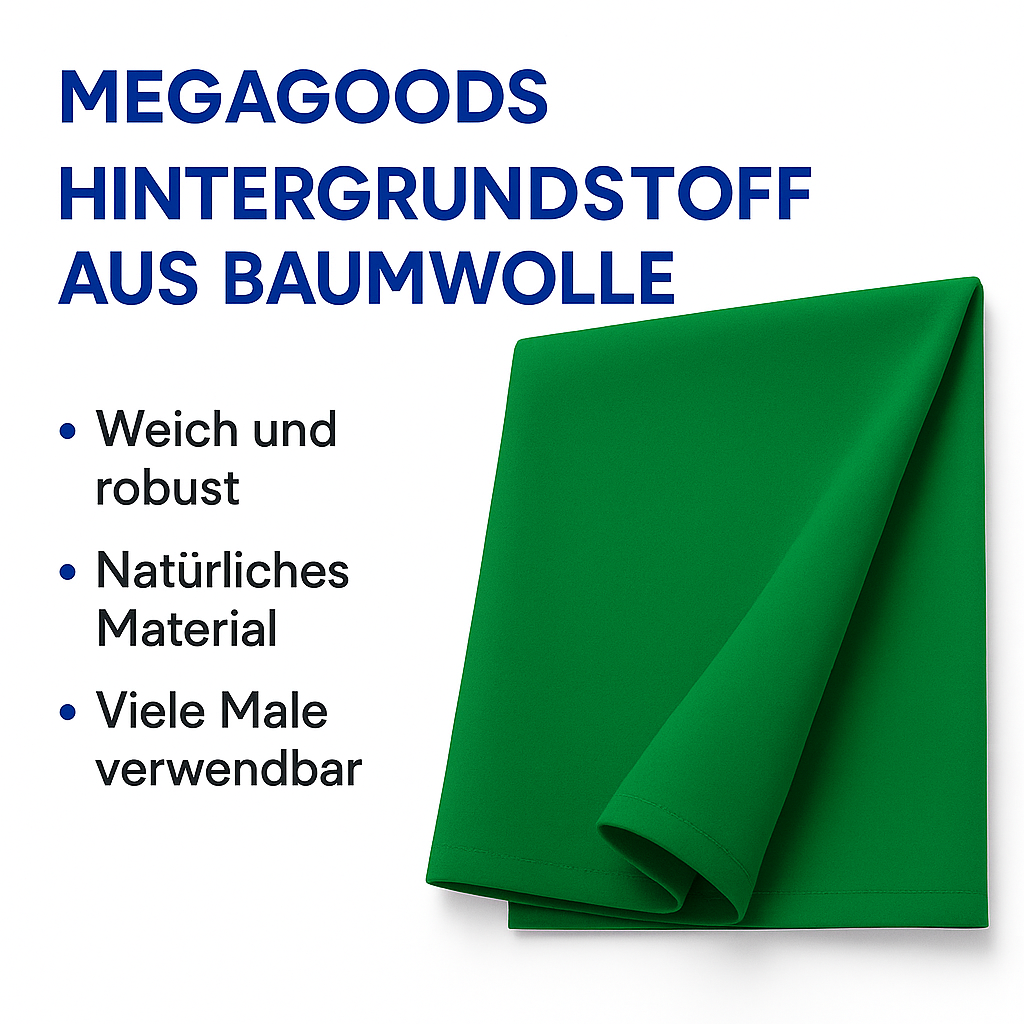 Hintergrundstoff Grün aus Baumwolle für Fotostudio Livestream DE.