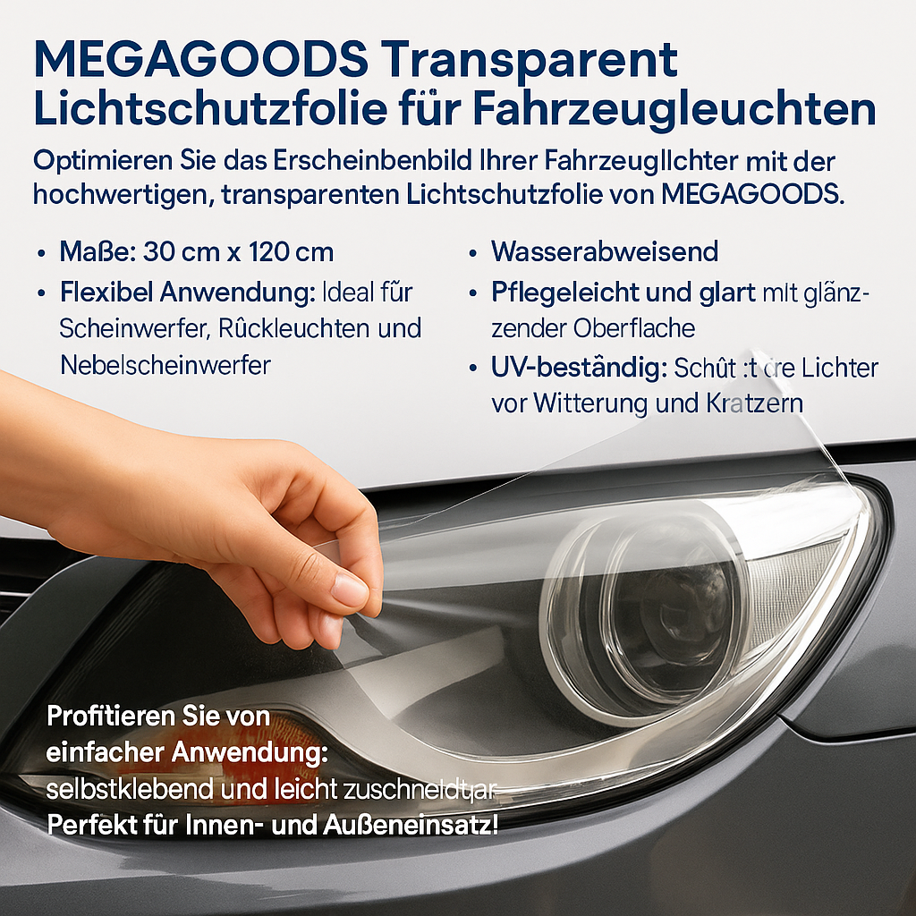 Auto Lichtschutzfolie klar 30x120cm Scheinwerfer Rücklicht DE.