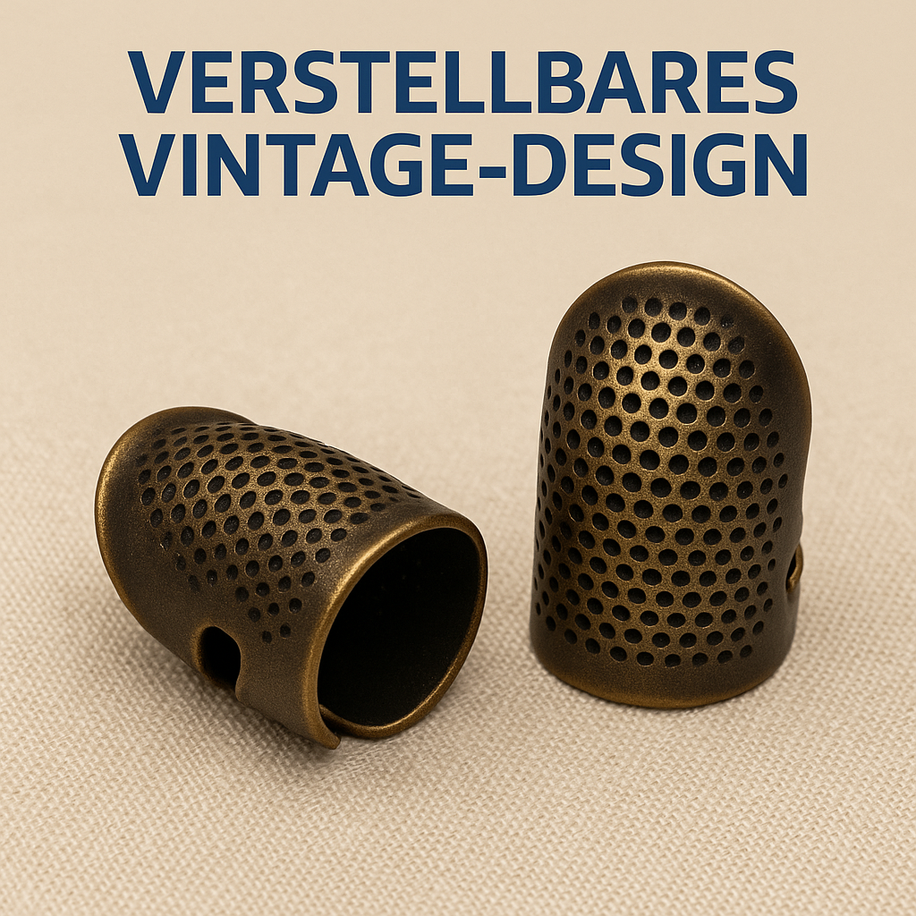 2er-Set Nähfingerhut verstellbar Vintage rutschfest für Handarbeit DE.