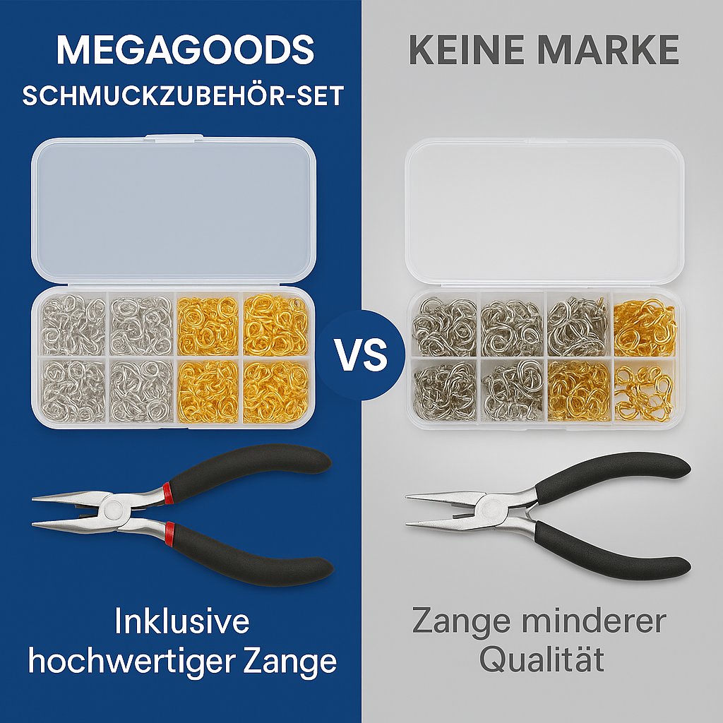 Schmuckzubehör Set 1200-tlg Gold Silber Ringe Karabiner Zange DE.