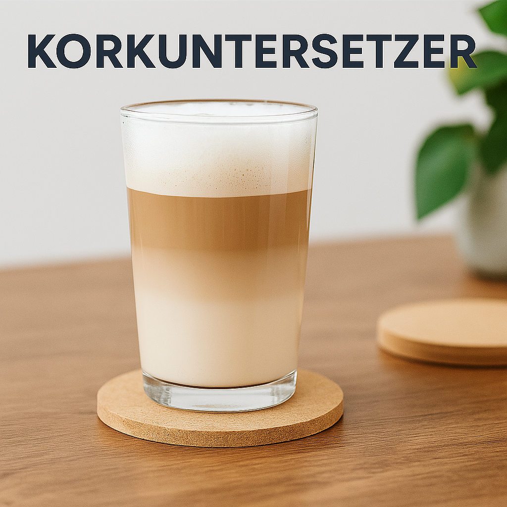 20er Set Kork Untersetzer rund rutschfest für Gläser Tassen DE.