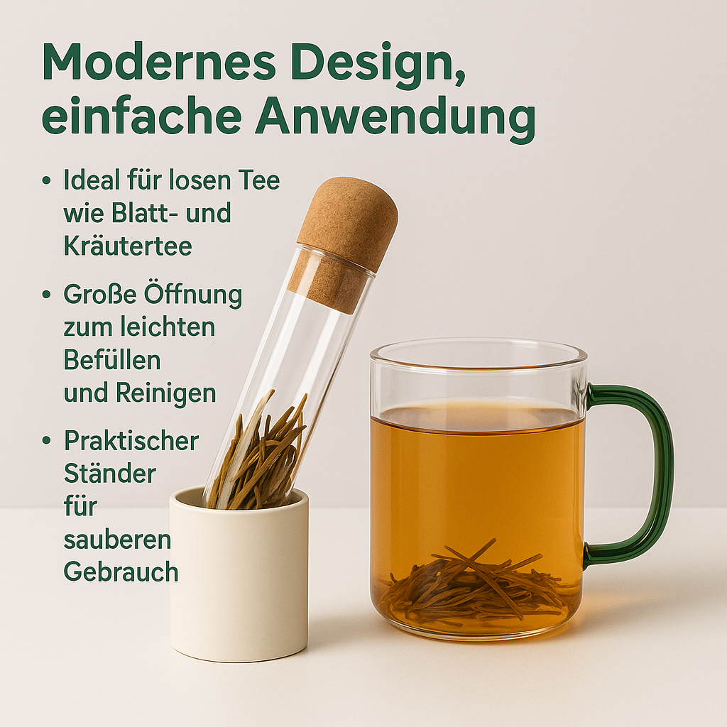 Teesieb Set mit Korkdeckel hitzebeständig transparent DE.