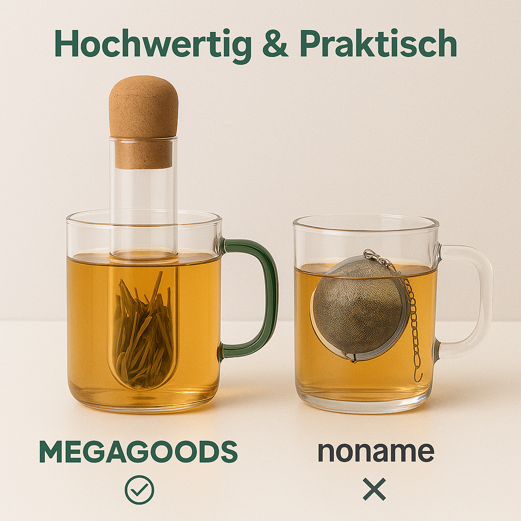 Teesieb Set mit Korkdeckel hitzebeständig transparent DE.