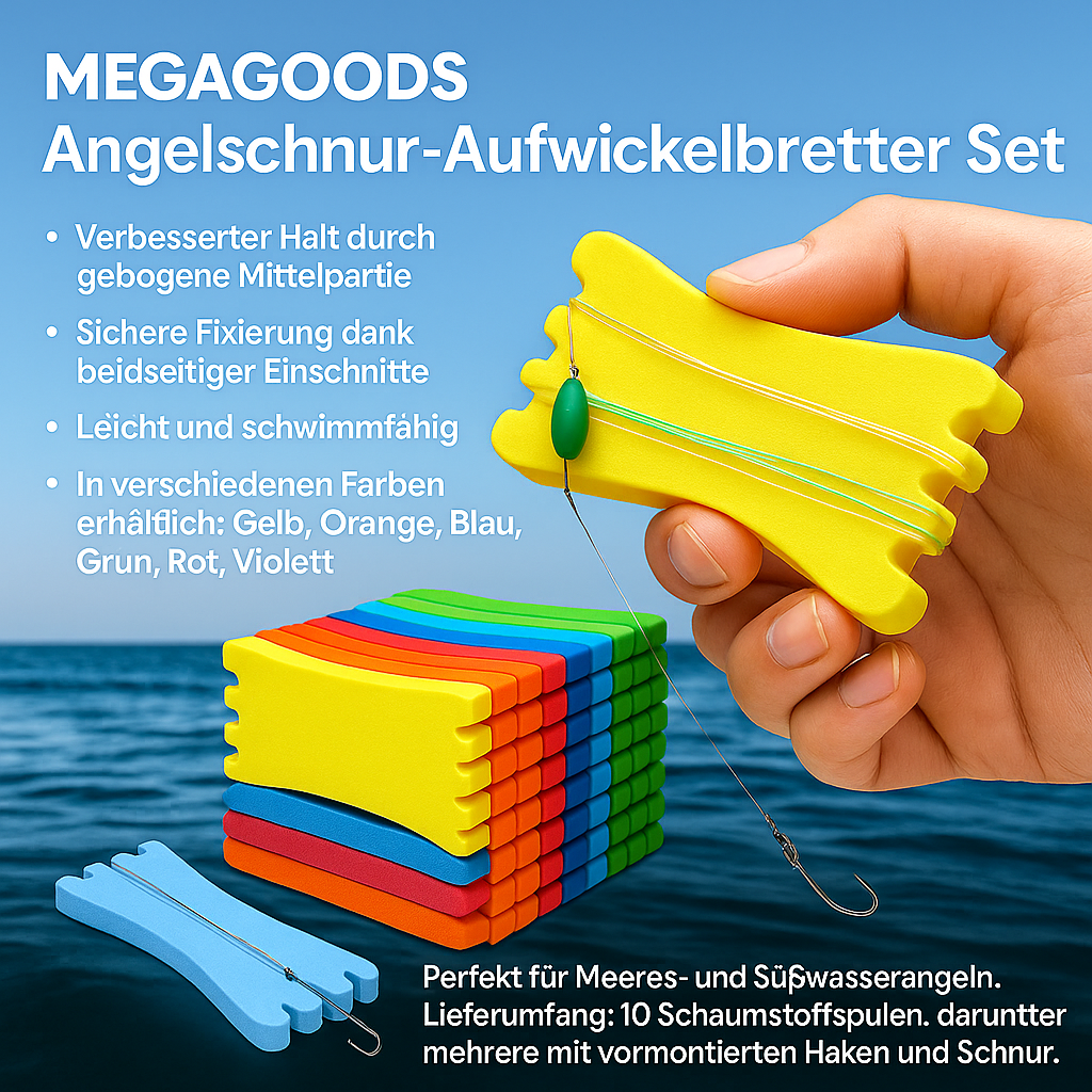 10er Set Angelschnur Wickelbrett Rig Halter Zubehören bunt DE.