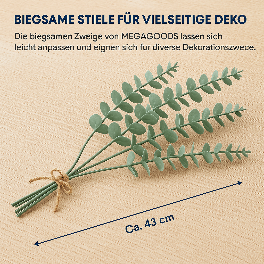 12er Set Eukalyptuszweige künstlich Silberdollar Deko Hochzeit Grün DE.
