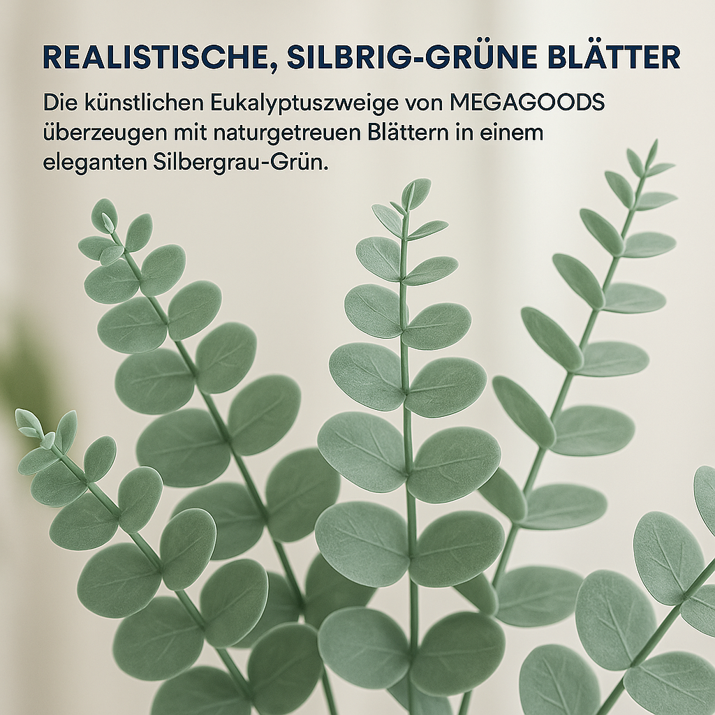 12er Set Eukalyptuszweige künstlich Silberdollar Deko Hochzeit Grün DE.