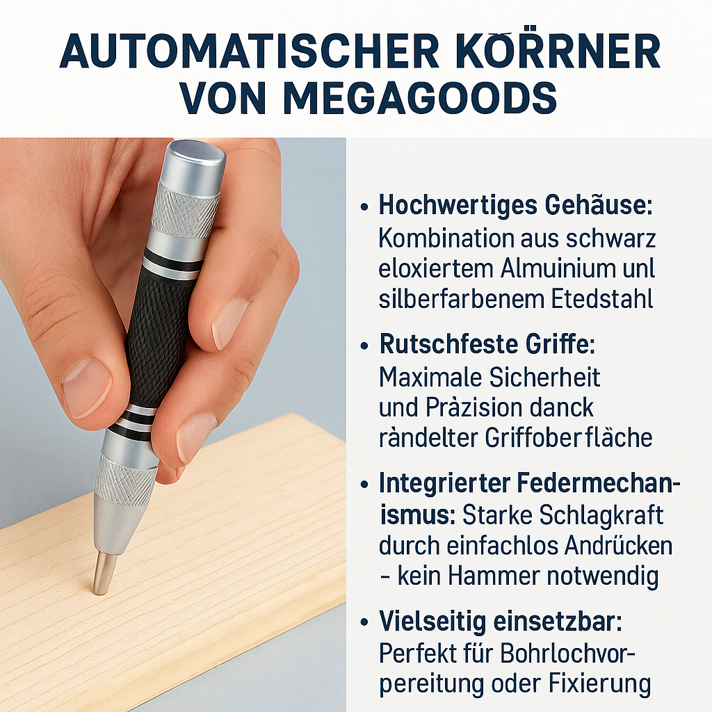 Automatischer Körner Metall Holz Stahl Federdruck Handwerkzeug DE.