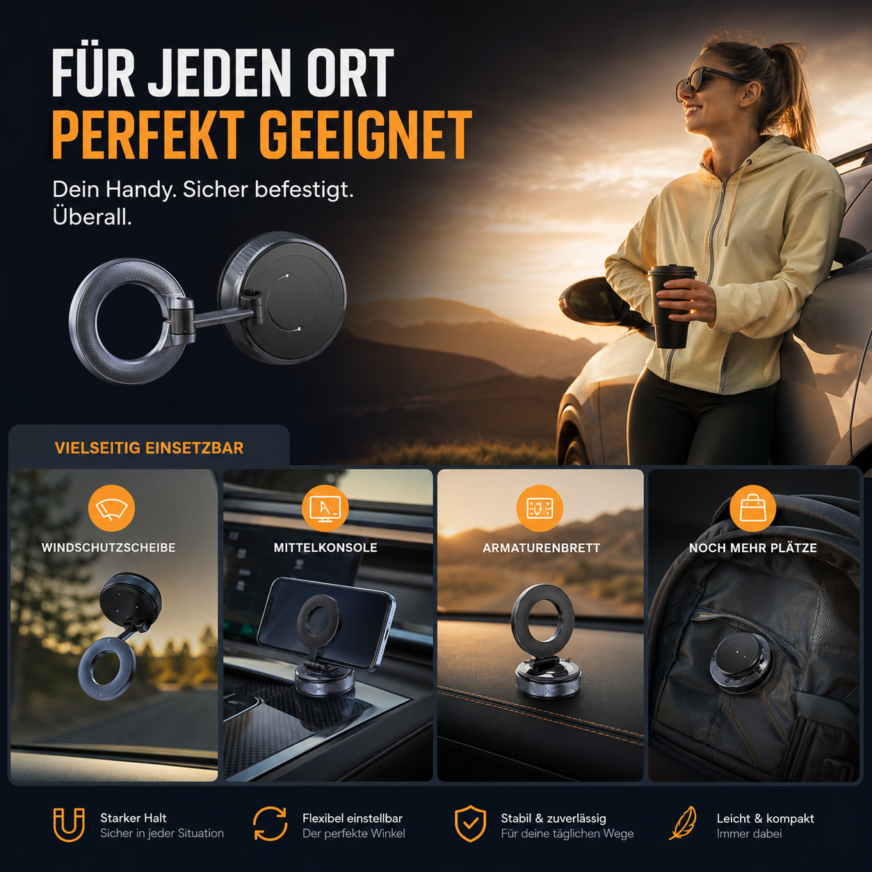 Snapmount™ Slim Magnetische Handyhalterung Auto 360° Saugnapf Klappbar Stark