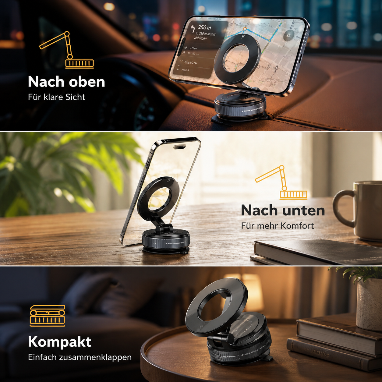 Snapmount™ Slim Magnetische Handyhalterung Auto 360° Saugnapf Klappbar Stark