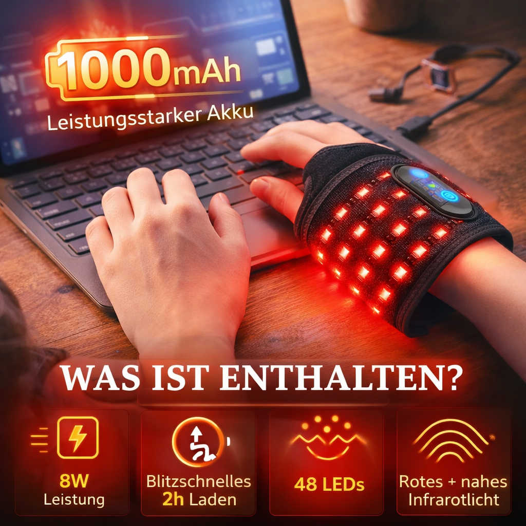 NerooFlow™ Karpaltunnel Bandage Handgelenk Rotlicht Therapiearmband Infrarot
