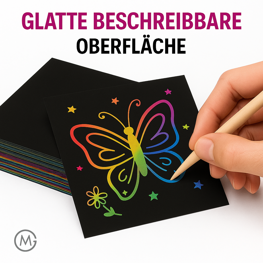 100-tlg. Kratzbilder Set DIY Kreativkarten Kinder Bastelspaß DE.
