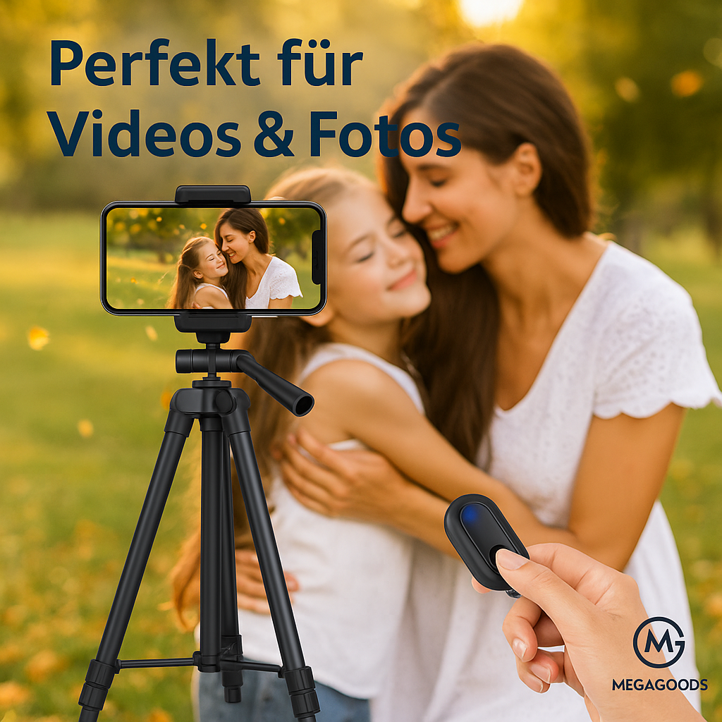Handy Stativ 100 cm mit Bluetooth Auslöser für Videoaufnahmen DE.