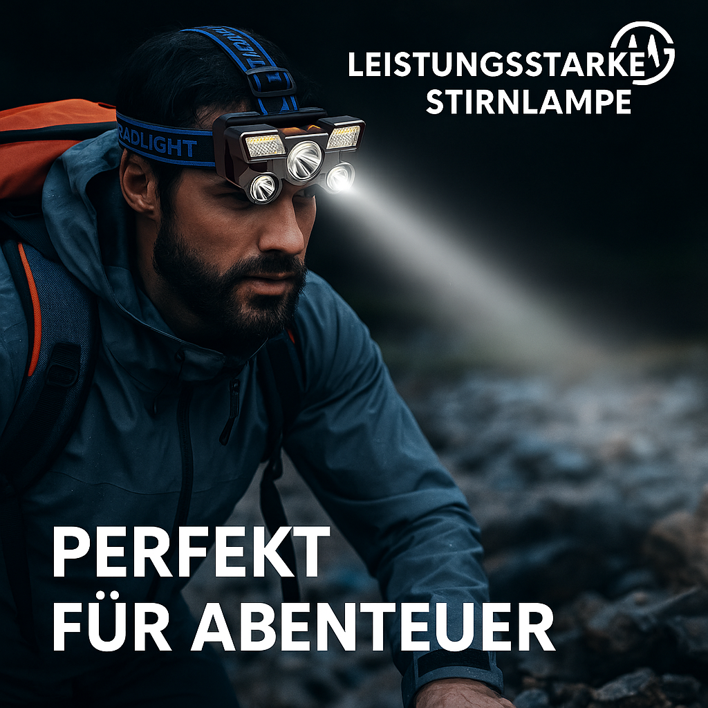 USB Stirnlampe 5 LED wiederaufladbar wasserdicht für Camping DE.