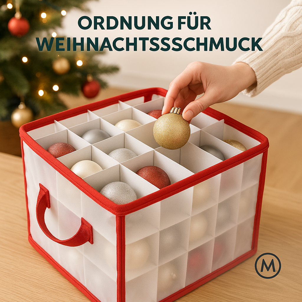 Aufbewahrungsbox für Christbaumkugeln 64 Fächer stabil DE.